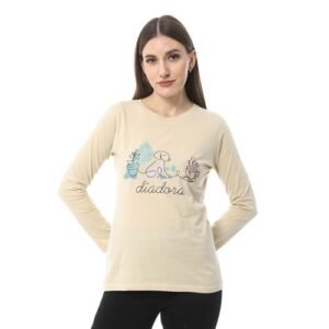 تي شيرت حريمي قطن 100% بتصميم عصري ومريح