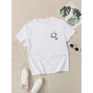 تي شيرت حريمي قطني أبيض مريح وعصري