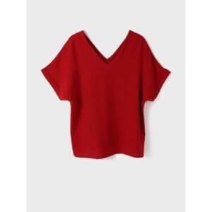 بلوزة قطن حمراء أنيقة للنساء - تصميم مريح وعصري